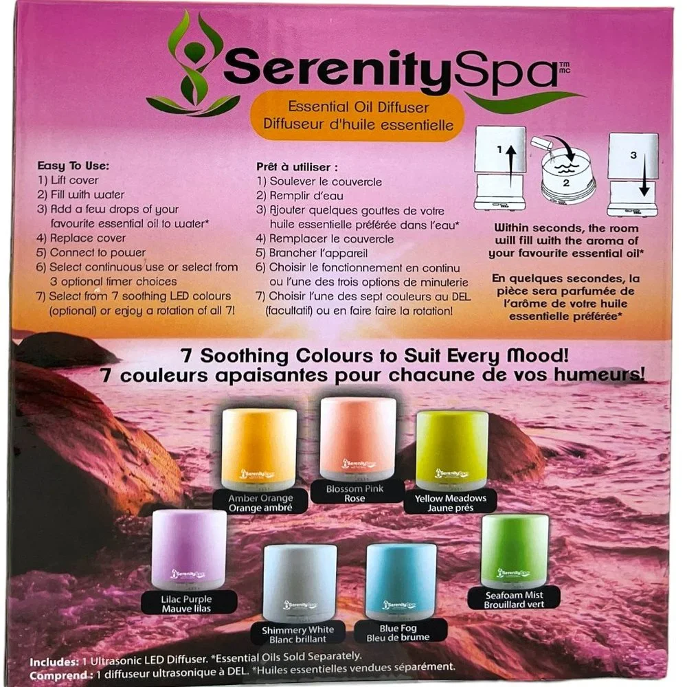 SerenitySpa 400mL Ultrasonic Essential Oil Diffuser LED 7 Color Aromatherapy Set